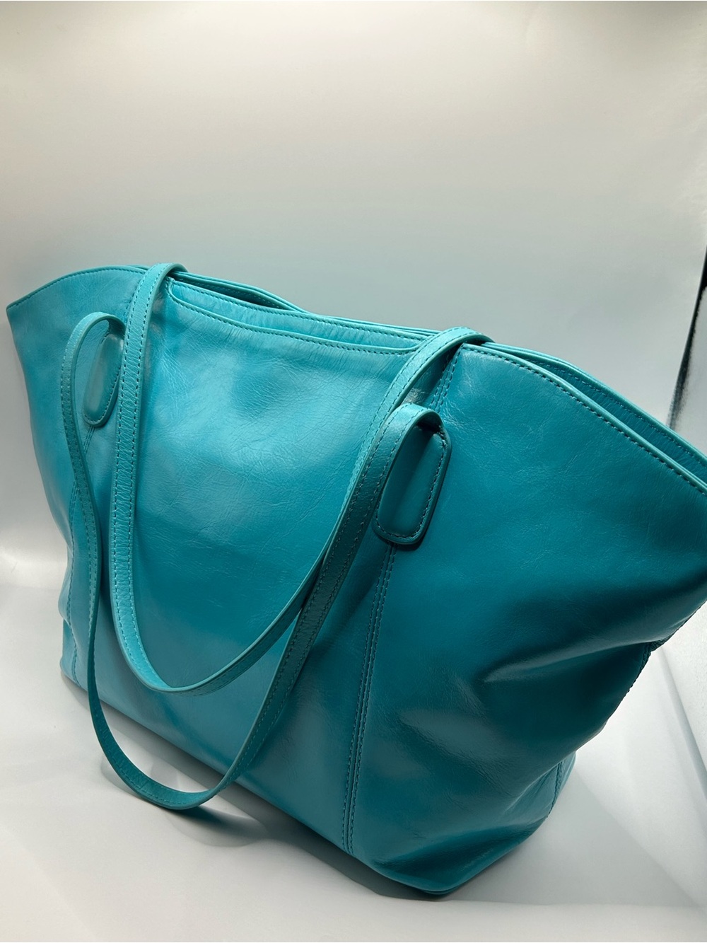 HOBO Teal Leather Tote - Picture 2 of 9
